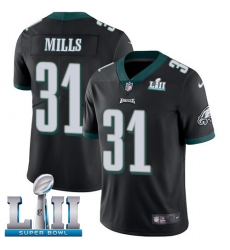 Men's Nike Philadelphia Eagles #31 Jalen Mills Black Alternate Vapor Untouchable Limited Player Super Bowl LII NFL Jersey