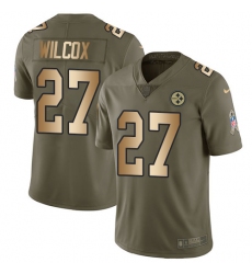 Men's Nike Pittsburgh Steelers #27 J.J. Wilcox Limited Olive/Gold 2017 Salute to Service NFL Jersey