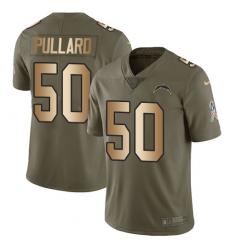 Youth Nike Los Angeles Chargers #50 Hayes Pullard Limited Olive/Gold 2017 Salute to Service NFL Jersey