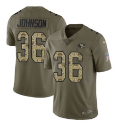 Men's Nike San Francisco 49ers #36 Dontae Johnson Limited Olive/Camo 2017 Salute to Service NFL Jersey