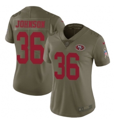 Women's Nike San Francisco 49ers #36 Dontae Johnson Limited Olive 2017 Salute to Service NFL Jersey