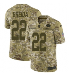 Youth Nike San Francisco 49ers #22 Matt Breida Limited Camo 2018 Salute to Service NFL Jersey