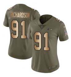 Women's Nike Seattle Seahawks #91 Sheldon Richardson Limited Olive/Gold 2017 Salute to Service NFL Jersey