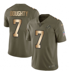 Men's Nike Miami Dolphins #7 Brandon Doughty Limited Olive/Gold 2017 Salute to Service NFL Jersey
