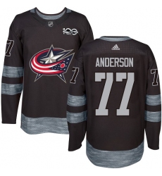Men's Adidas Columbus Blue Jackets #77 Josh Anderson Authentic Black 1917-2017 100th Anniversary NHL Jersey