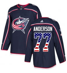 Men's Adidas Columbus Blue Jackets #77 Josh Anderson Authentic Navy Blue USA Flag Fashion NHL Jersey