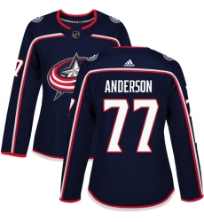 Women's Adidas Columbus Blue Jackets #77 Josh Anderson Authentic Navy Blue Home NHL Jersey