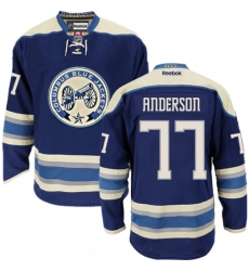 Women's Reebok Columbus Blue Jackets #77 Josh Anderson Authentic Navy Blue Third NHL Jersey