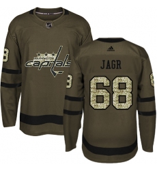 Men's Adidas Washington Capitals #68 Jaromir Jagr Authentic Green Salute to Service NHL Jersey