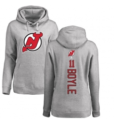 NHL Women's Adidas New Jersey Devils #11 Brian Boyle Ash Backer Pullover Hoodie