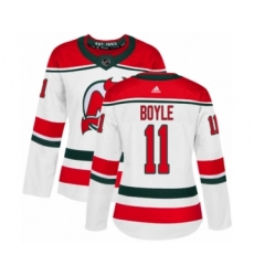 Women's Adidas New Jersey Devils #11 Brian Boyle Authentic White Alternate NHL Jersey