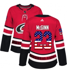 Women's Adidas Carolina Hurricanes #23 Brock McGinn Authentic Red USA Flag Fashion NHL Jersey