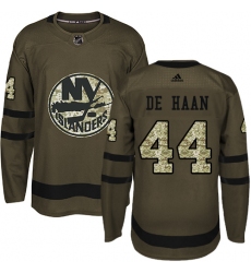 Men's Adidas New York Islanders #44 Calvin de Haan Premier Green Salute to Service NHL Jersey