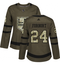 Women's Adidas Los Angeles Kings #24 Derek Forbort Authentic Green Salute to Service NHL Jersey