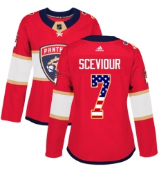 Women's Adidas Florida Panthers #7 Colton Sceviour Authentic Red USA Flag Fashion NHL Jersey