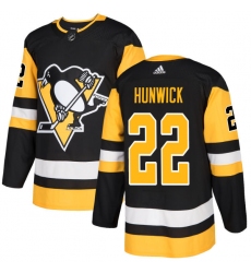 Men's Adidas Pittsburgh Penguins #22 Matt Hunwick Authentic Black Home NHL Jersey