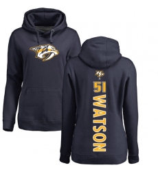 NHL Women's Adidas Nashville Predators #51 Austin Watson Navy Blue Backer Pullover Hoodie