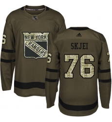 Men's Adidas New York Rangers #76 Brady Skjei Authentic Green Salute to Service NHL Jersey