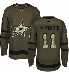 Youth Adidas Dallas Stars #11 Curtis McKenzie Authentic Green Salute to Service NHL Jersey