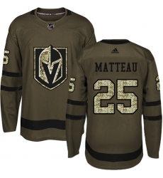 Men's Adidas Vegas Golden Knights #25 Stefan Matteau Authentic Green Salute to Service NHL Jersey