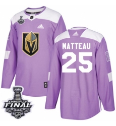 Men's Adidas Vegas Golden Knights #25 Stefan Matteau Authentic Purple Fights Cancer Practice 2018 Stanley Cup Final NHL Jersey
