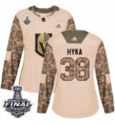 Women's Adidas Vegas Golden Knights #38 Tomas Hyka Authentic Camo Veterans Day Practice 2018 Stanley Cup Final NHL Jersey