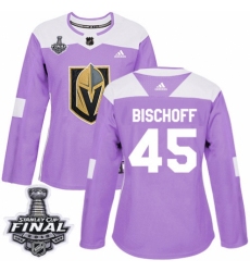 Women's Adidas Vegas Golden Knights #45 Jake Bischoff Authentic Purple Fights Cancer Practice 2018 Stanley Cup Final NHL Jersey