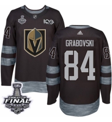 Men's Adidas Vegas Golden Knights #84 Mikhail Grabovski Authentic Black 1917-2017 100th Anniversary 2018 Stanley Cup Final NHL Jersey