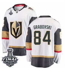 Men's Vegas Golden Knights #84 Mikhail Grabovski Authentic White Away Fanatics Branded Breakaway 2018 Stanley Cup Final NHL Jersey