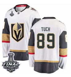 Men's Vegas Golden Knights #89 Alex Tuch Authentic White Away Fanatics Branded Breakaway 2018 Stanley Cup Final NHL Jersey