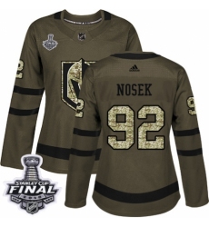 Women's Adidas Vegas Golden Knights #92 Tomas Nosek Authentic Green Salute to Service 2018 Stanley Cup Final NHL Jersey