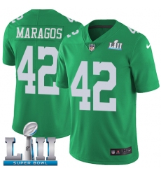 Men's Nike Philadelphia Eagles #42 Chris Maragos Limited Green Rush Vapor Untouchable Super Bowl LII NFL Jersey