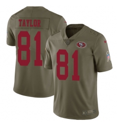 Men's Nike San Francisco 49ers #81 Trent Taylor Limited Olive 2017 Salute to Service NFL Jersey