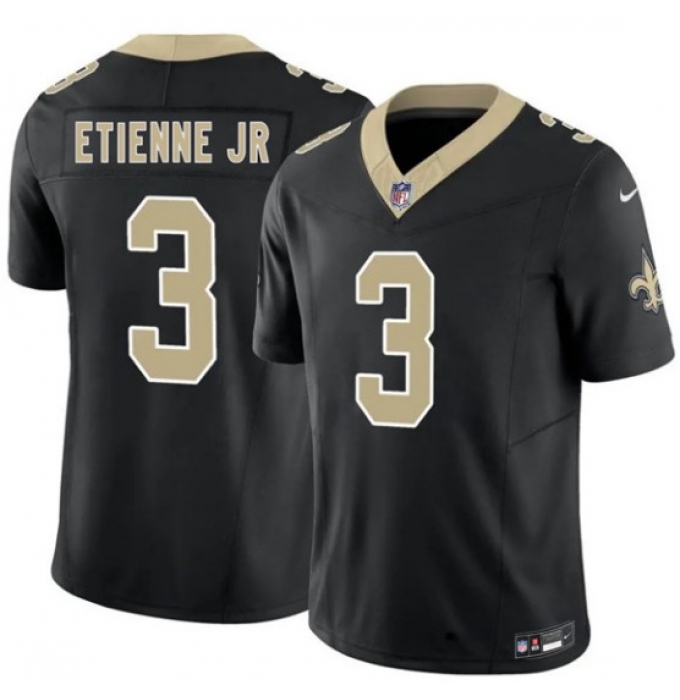 Men's New Orleans Saints #3 Travis Etienne Jr Black 2026 F.U.S.E Vapor Limited Football Stitched Jersey