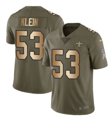 Youth Nike New Orleans Saints #53 A.J. Klein Limited Olive/Gold 2017 Salute to Service NFL Jersey