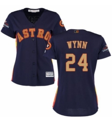 Women's Majestic Houston Astros #24 Jimmy Wynn Authentic Navy Blue Alternate 2018 Gold Program Cool Base MLB Jersey