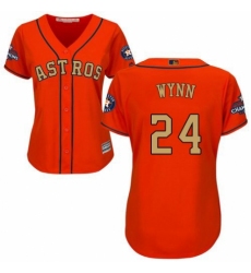 Women's Majestic Houston Astros #24 Jimmy Wynn Authentic Orange Alternate 2018 Gold Program Cool Base MLB Jersey