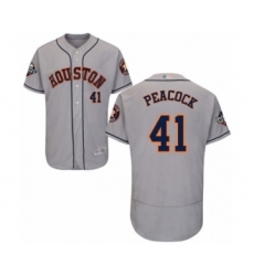 Men's Houston Astros #41 Brad Peacock Grey Road Flex Base Authentic Collection 2019 World Series Bound Baseball Jersey