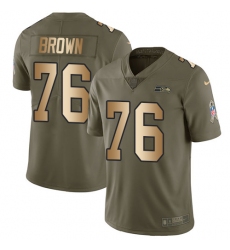 Men's Nike Seattle Seahawks #76 Duane Brown Limited Olive/Gold 2017 Salute to Service NFL Jersey