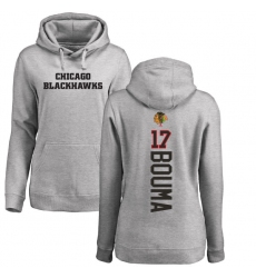 NHL Women's Adidas Chicago Blackhawks #17 Lance Bouma Ash Backer Pullover Hoodie