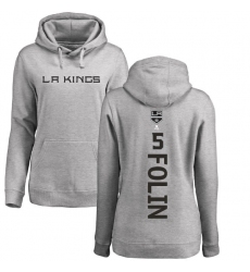 NHL Women's Adidas Los Angeles Kings #5 Christian Folin Ash Backer Pullover Hoodie