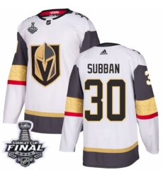 Men's Adidas Vegas Golden Knights #30 Malcolm Subban Authentic White Away 2018 Stanley Cup Final NHL Jersey