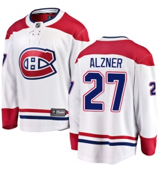 Men's Montreal Canadiens #27 Karl Alzner Authentic White Away Fanatics Branded Breakaway NHL Jersey