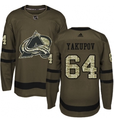 Youth Adidas Colorado Avalanche #64 Nail Yakupov Authentic Green Salute to Service NHL Jersey