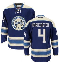 Men's Reebok Columbus Blue Jackets #4 Scott Harrington Authentic Navy Blue Third NHL Jersey