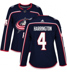 Women's Adidas Columbus Blue Jackets #4 Scott Harrington Authentic Navy Blue Home NHL Jersey