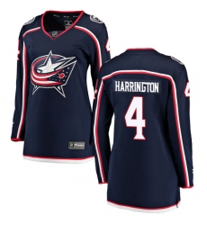 Women's Columbus Blue Jackets #4 Scott Harrington Fanatics Branded Navy Blue Home Breakaway NHL Jersey