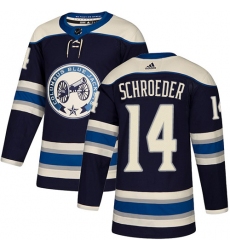 Men's Adidas Columbus Blue Jackets #14 Jordan Schroeder Authentic Navy Blue Alternate NHL Jersey