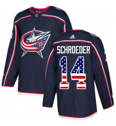 Men's Adidas Columbus Blue Jackets #14 Jordan Schroeder Authentic Navy Blue USA Flag Fashion NHL Jersey