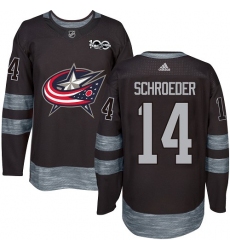Men's Adidas Columbus Blue Jackets #14 Jordan Schroeder Premier Black 1917-2017 100th Anniversary NHL Jersey
